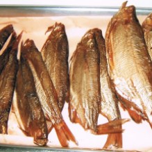 smoked fish in tray